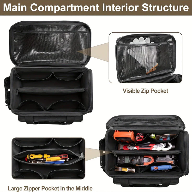 🔥Ultimate Heavy-Duty Canvas Tool Bag with MOLLE System | Professional Organizer & Multi-Pocket Technician Carrier - Image 3