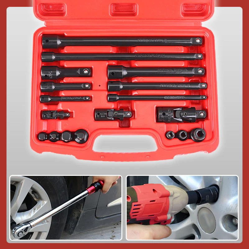 18-piece Adapter Set (Extension Bars/Universal Joints/Reducer Adapters/ Socket Adapters) - Image 2