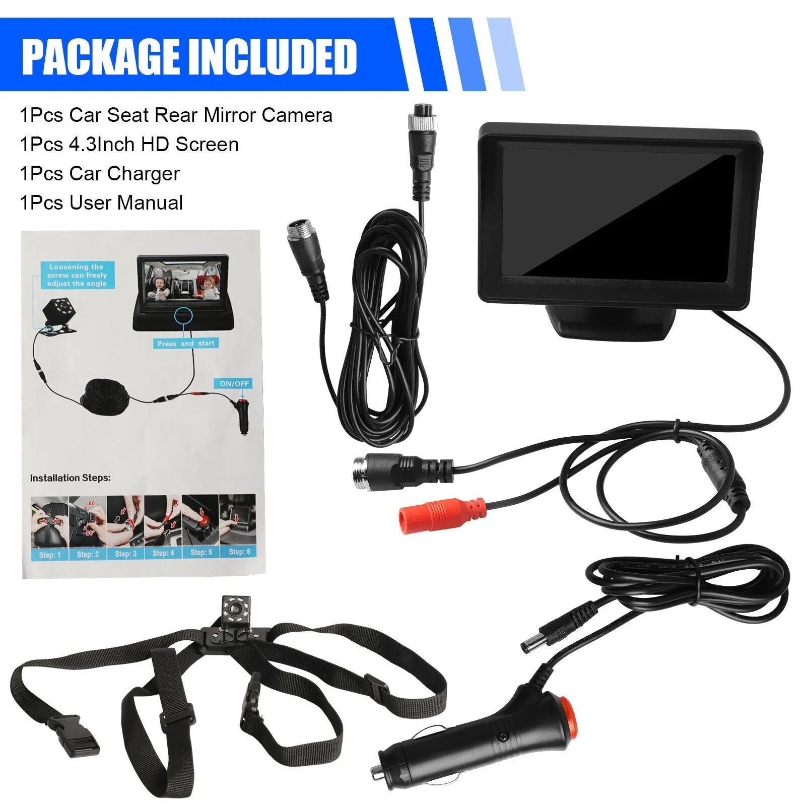 🎁Hot sale🔥 Baby Car Seat Rear View Camera Monitor Safe 4.3"（50%OFF） - Image 7