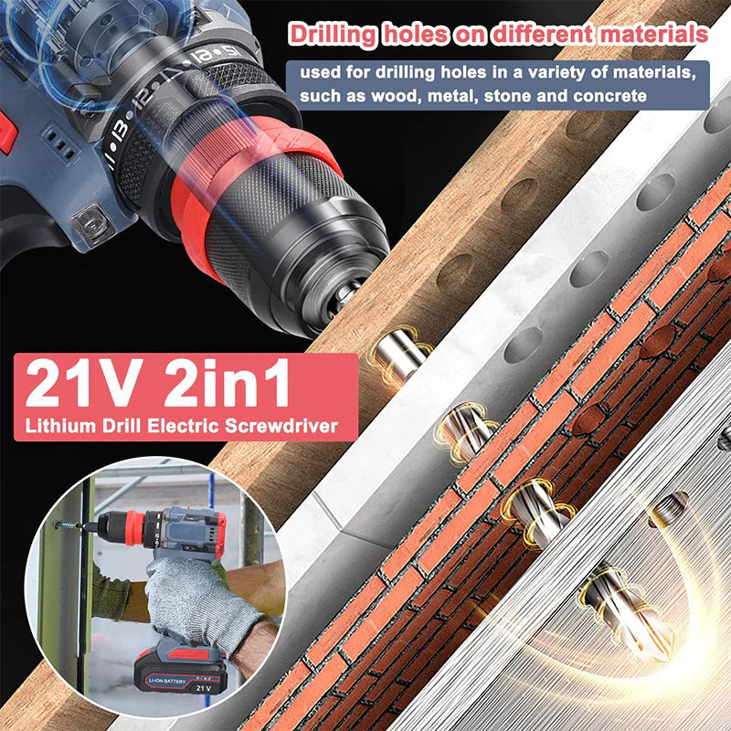 Electric Drill & Screwdriver with Removable Chuck - Image 6