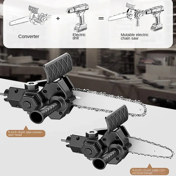 6 Inch Electric Drill Modified To Electric Chainsaw Drill Attachment