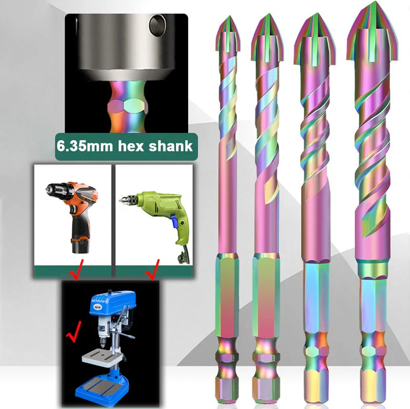 4pcs Titanium Coated Spiral Four-blade Eccentric Drill Bits - Image 7