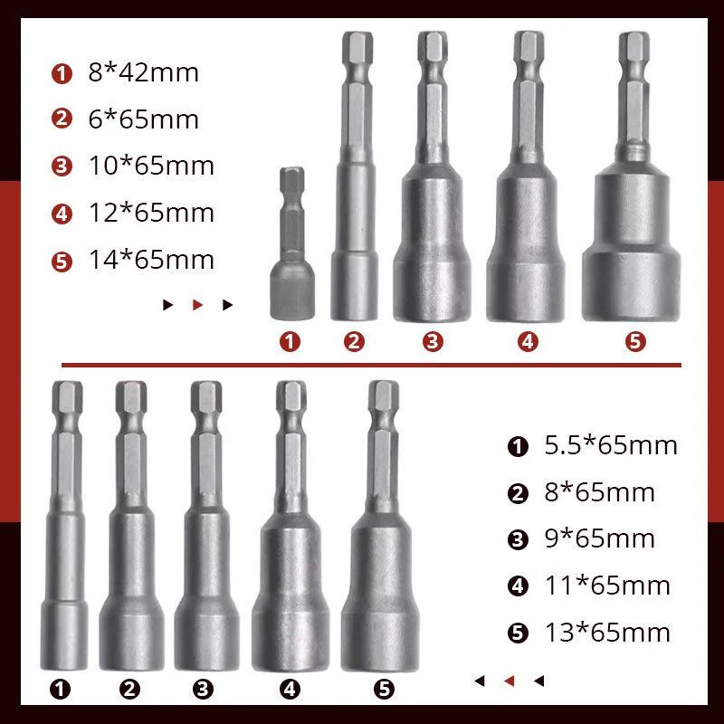 5pcs Magnetic Hexagon Nut Driver Bits - Image 2