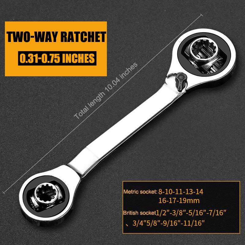 Multifunctional Double-headed Two-way Metric And Inch Socket Ratchet Wrench Quick Dual-use 16-in-1 - Image 10