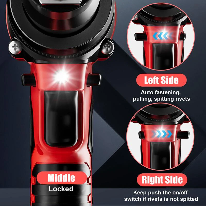 Portable Handheld 21V Brushless Rivet Machine with Aluminum Rivets & Storage Box - Image 4