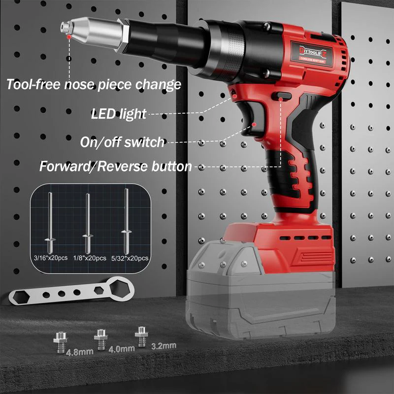Portable Handheld 21V Brushless Rivet Machine with Aluminum Rivets & Storage Box - Image 5