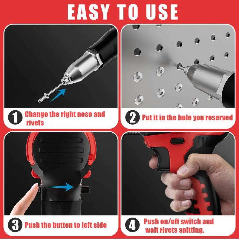 Portable Handheld 21V Brushless Rivet Machine with Aluminum Rivets & Storage Box - Image 7