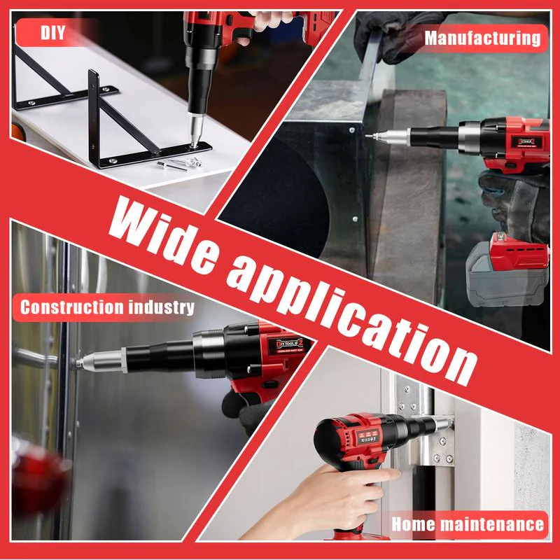 Portable Handheld 21V Brushless Rivet Machine with Aluminum Rivets & Storage Box - Image 8