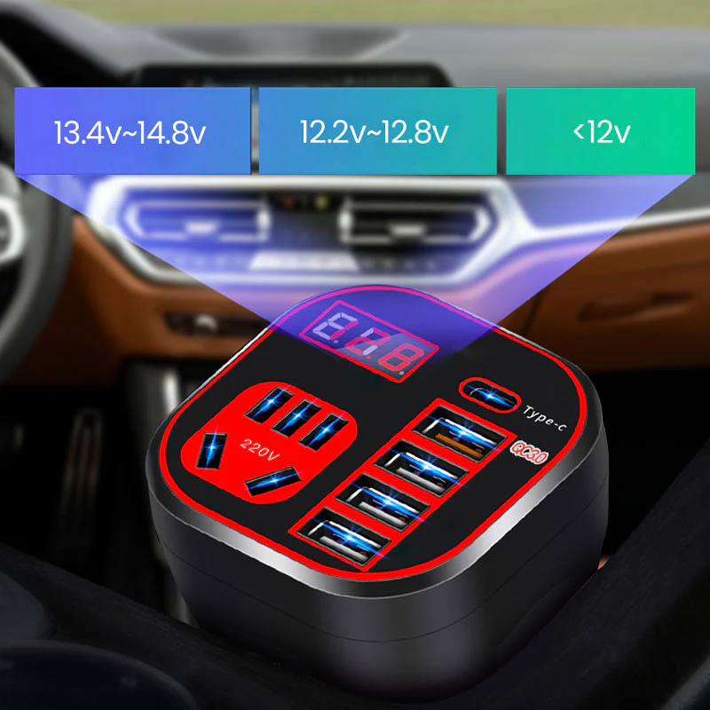 Multifunction Car Power Inverter QC Charger - Image 9