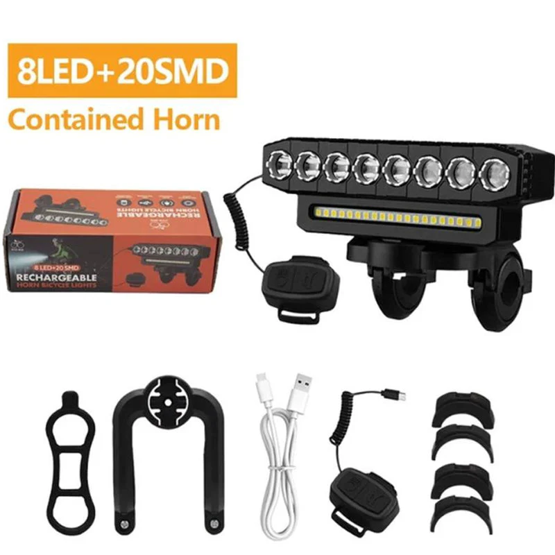 Rechargeable 28-LED Bicycle Headlight with Horn - Image 12