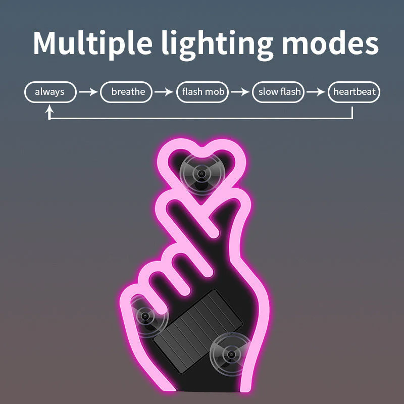 Solar-Powered Finger Heart Car Window Light - Image 4
