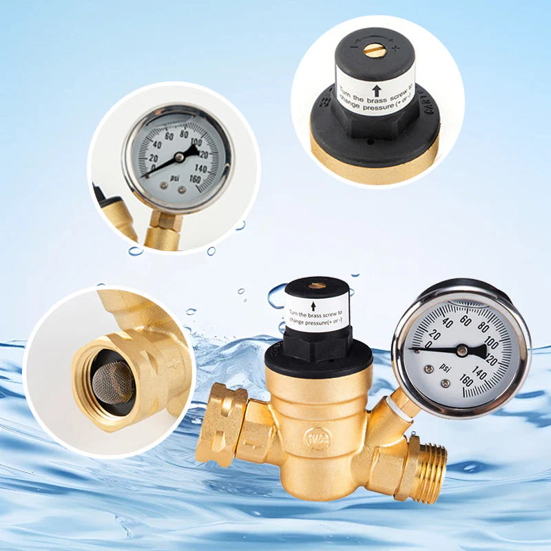 Lead-Free RV Water Pressure Regulator with Gauge - Image 2