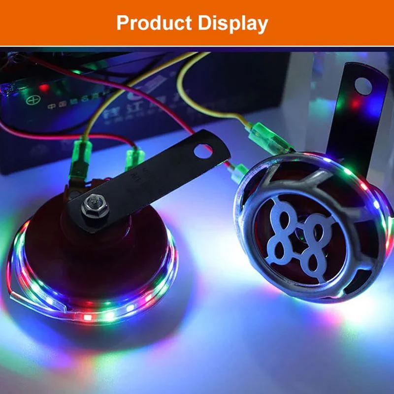 Universal Waterproof Car Snail Horn with Colorful Lights - Image 2