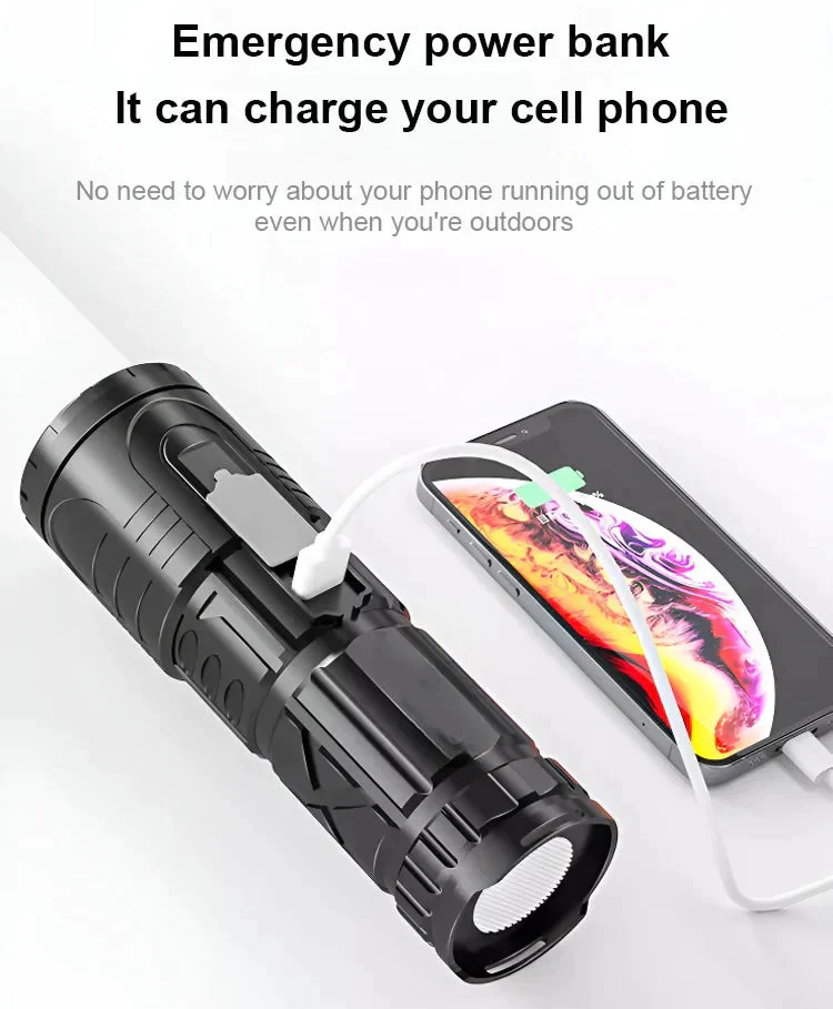 White Laser Telescopic Zoom Flashlight - Image 5